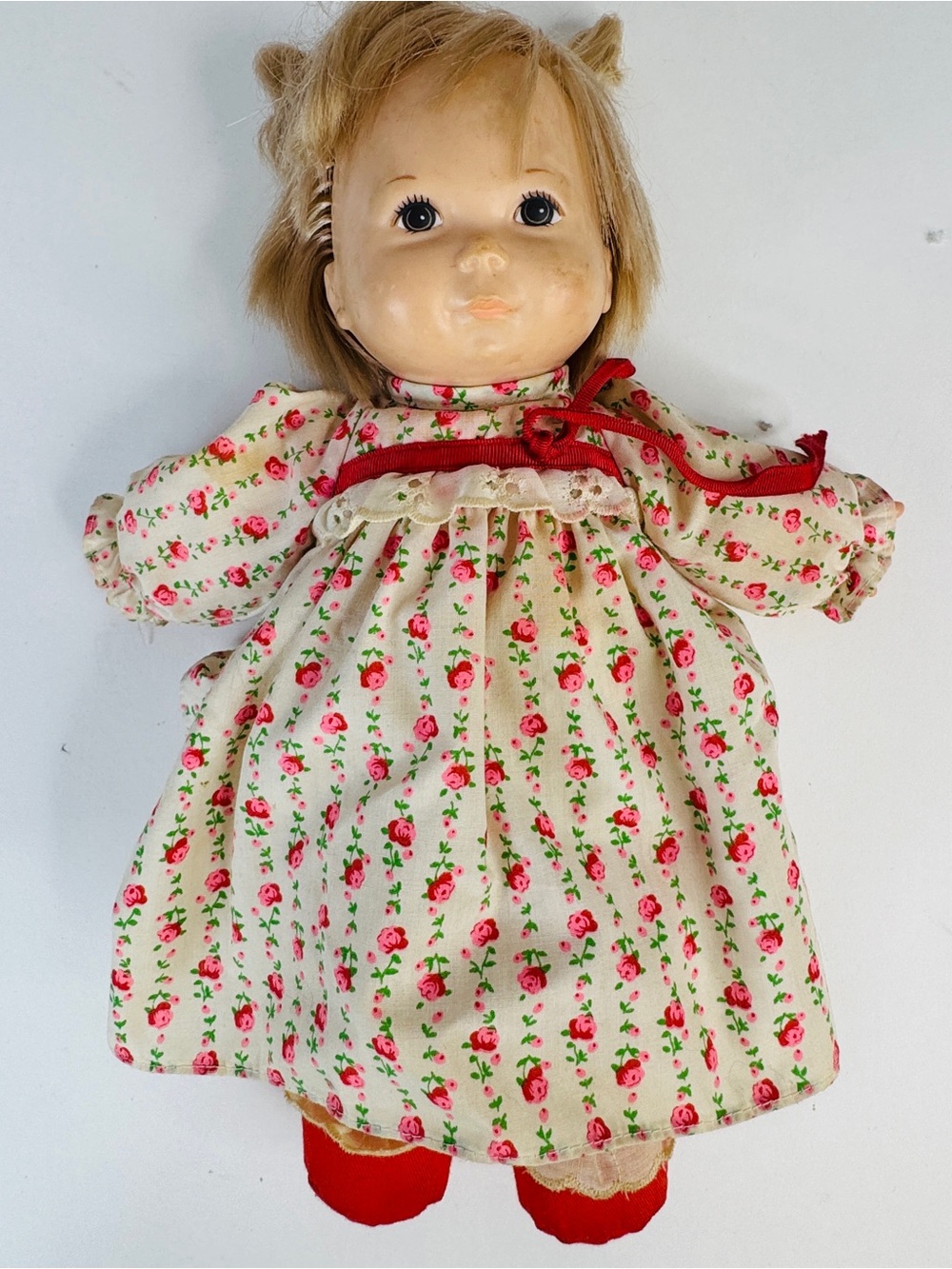 Vintage 1973 Fisher Price Baby Ann Doll Lap Sitter Original Dress Diaper 12” 204